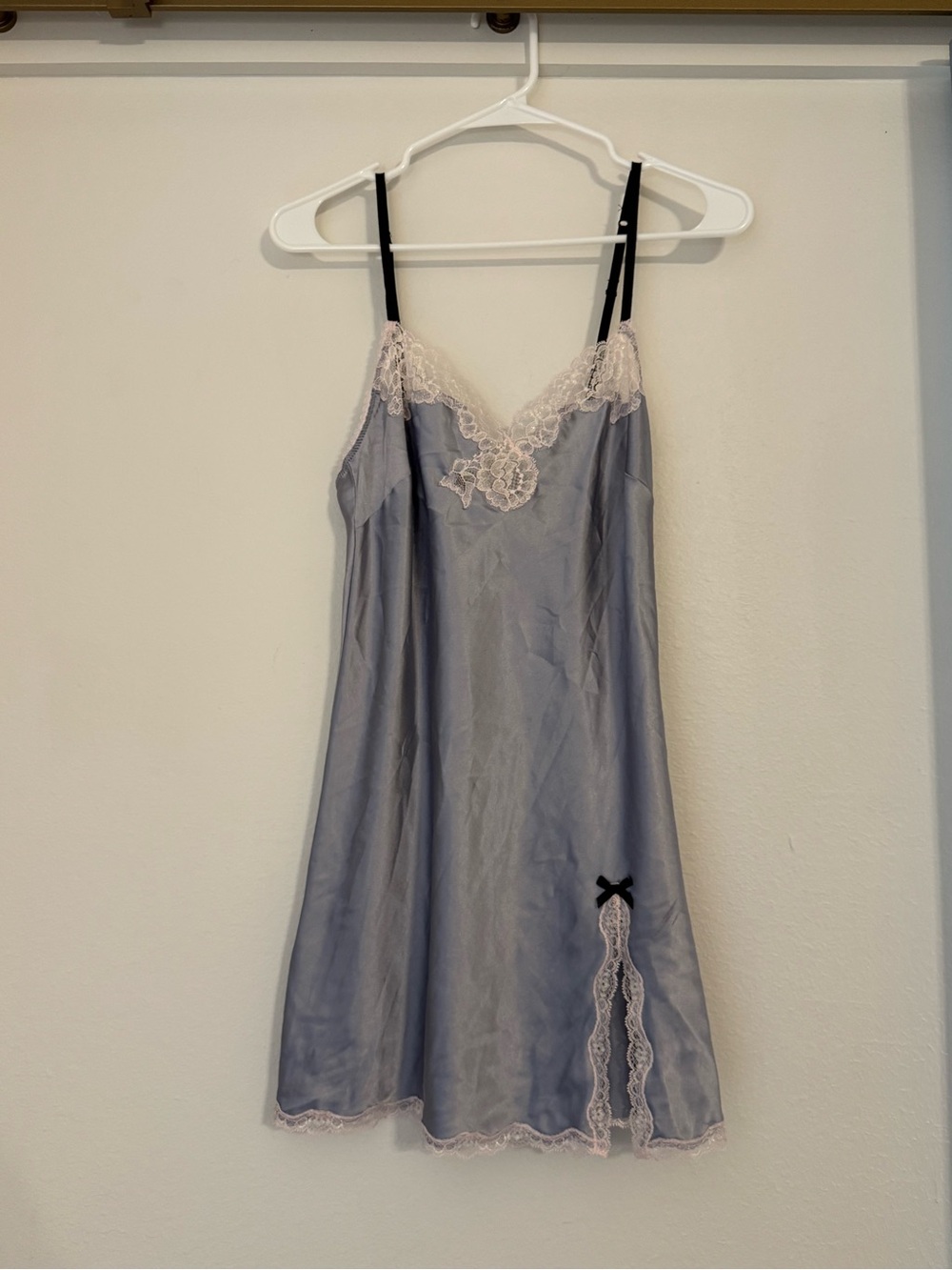 Y2K Victoria’s Secret Satin Lace Slip Dress/ Night Gown-Small, Periwinkle Color
